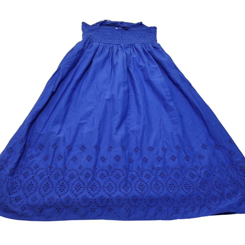 Old Navy smocked tank maxi cami dress eyelet embroidered XL blue - Picture 4 of 7